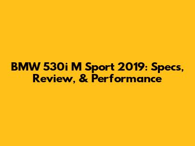 BMW 530i M Sport 2019: Specs, Review, & Performance