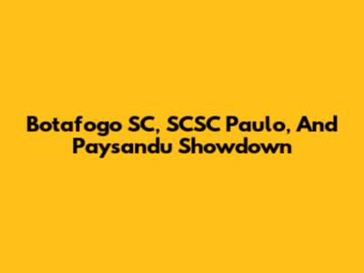 Botafogo SC, SCSC Paulo, And Paysandu Showdown