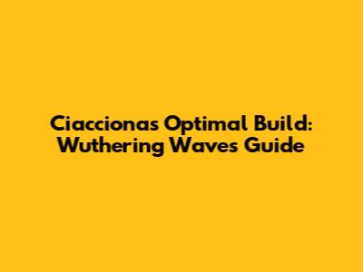 Ciacciona's Optimal Build: Wuthering Waves Guide