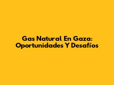 Gas Natural En Gaza: Oportunidades Y Desafíos