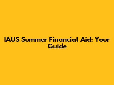 IAUS Summer Financial Aid: Your Guide