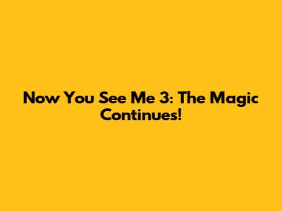 Now You See Me 3: The Magic Continues!