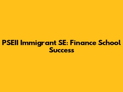 PSEII Immigrant SE: Finance School Success