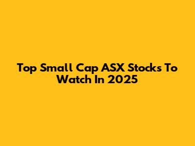 Top Small Cap ASX Stocks To Watch In 2025