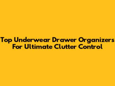 Top Underwear Drawer Organizers For Ultimate Clutter Control