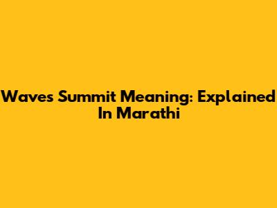 Waves Summit Meaning: Explained In Marathi