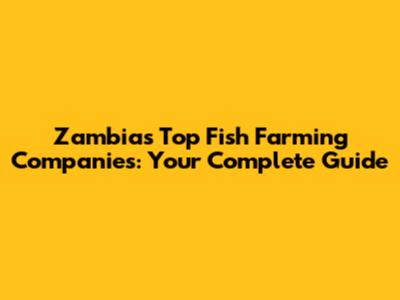 Zambia's Top Fish Farming Companies: Your Complete Guide
